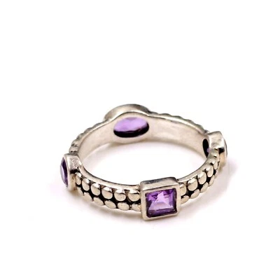 Anello Fascia Ametista Misura 7 Argento 925 Massiccio Ossidato Gioielli Regal... - Immagine 1 di 4