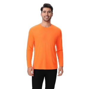 Zfeel Safety Hi Vis Men Long Sleeve Neon Orange Workwear High Visibility T-Shirt - Picture 1 of 6