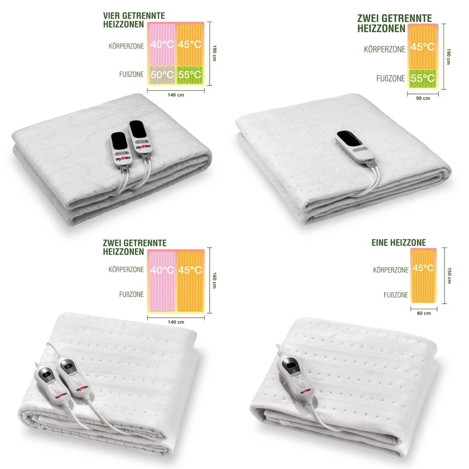 Grafner Wärmeunterbett Heizdecke Polyester Heizzonen elektrisch LCD-Display - Bild 1 von 1
