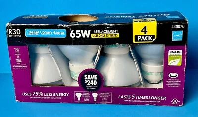 Feit R30 Reflector Conserv Energy 65W Replacement Light Bulbs 4-Pack #440076 New - Image 1 of 4
