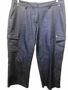 Dressbarn Womens 10 Trouser Style Cargo Dark Wash Crop Carpri Style Pants