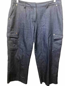 Dressbarn Womens 10 Trouser Style Cargo Dark Wash Crop Carpri Style Pants - Picture 1 of 6