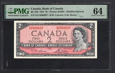 Canada 2 Dollars 1954 BC-38d  Uncirculated Grade 64 - Image 1 of 2