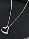 Ribbon Heart Pendant Necklace Sterling Silver with Cubic Zirconia - chain 46cm