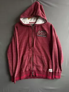 Roots Canada Hoodie mens Medium REd Full zip Classic Logo Outdoor Beaver Sweater - Picture 1 of 7