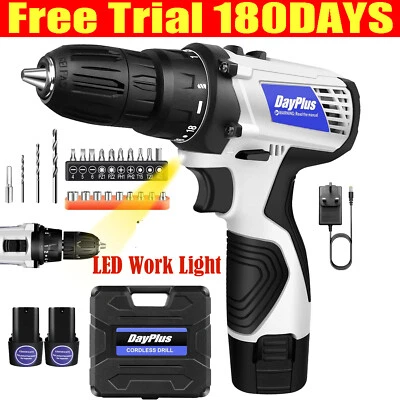 DAYPLUS Cordless Electric Drill Screwdriver 2 Battery Rechargeable Small Handheld Drill