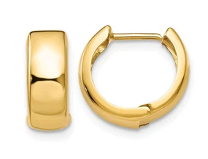 14K Yellow Gold Hinged Huggie Hoop Earrings - Picture 1 of 4