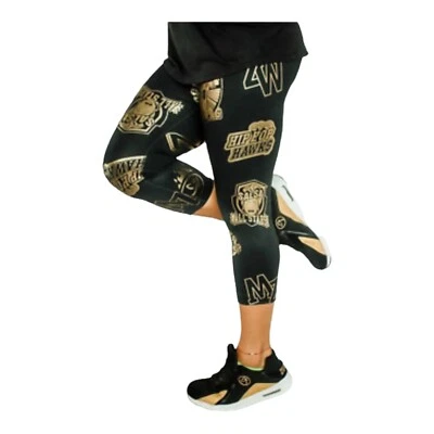 Leggings Zumba All Stars Capri Adulto Extra Pequena Dourada~Preta Feminina - Imagem 1 de 4