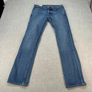Hollister Jeans Mens 30x32 Blue Slim Straight Denim Button Fly Medium Wash - Picture 1 of 9