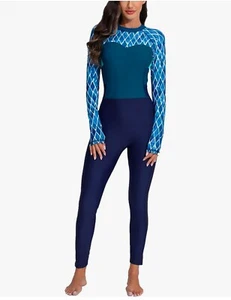 ALLTOKE Womens Full Body Zip XL Front Rash Guard Long Sleeve One Piece Swim Suit - Picture 1 of 5