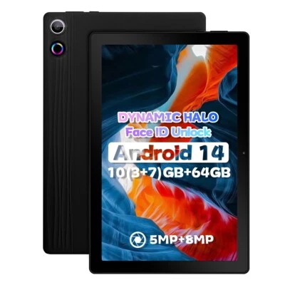 Jeazans Tablet 10 Inch Android 14 Octa-Core Tablets,10GB+64GB,1TB Expand IPS