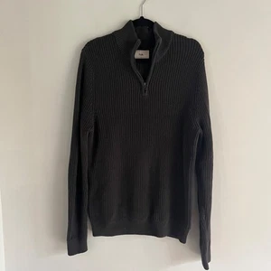 Folk Sweater Herren Größe 4 mittelbraun grau Viertelreißverschluss Strickpullover Pulli - Bild 1 von 9