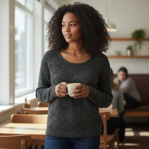 A Little Extra Spice Damen 3X dunkelgrau Kaninchenhaar Angora Mischung Pullover - Bild 1 von 8