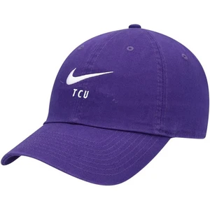 NIKE TCU Horned Frogs H86 Big Swoosh Unstructured Dad Cap Hat - Purple - OSFA - Picture 1 of 6