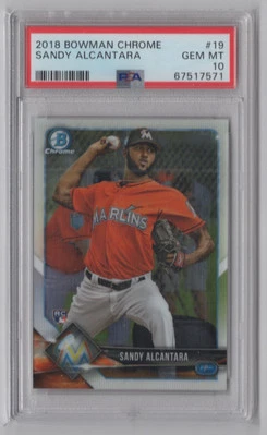 2018 BOWMAN CHROME RC PSA 10 SANDY ALCANTARA - Image 1 of 2