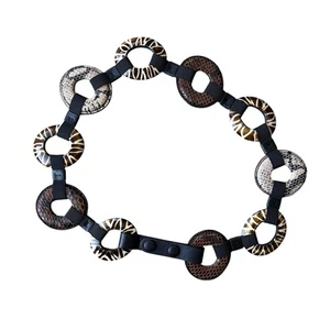 Cinturón estampado animal para mujer talla pequeña elástico cuero negro - Imagen 1 de 4