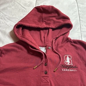 Champion Stanford Cardinals Button up Hoodie Womens Medium Student College Red - Picture 1 of 24