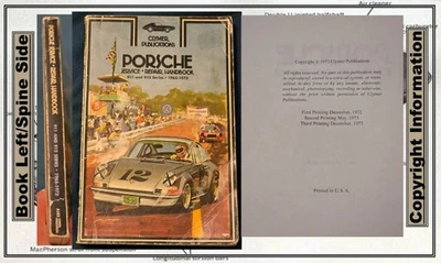 Manual de reparación de servicio Clymer Porsche serie 911 y 912 1965-1972 tercera impresión Foto 1 de 4