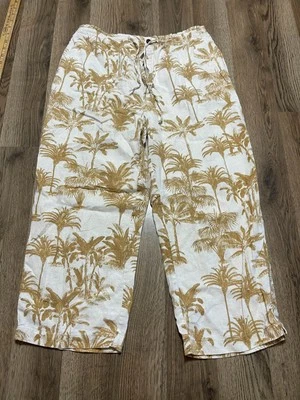 Pantalones Caribbean Joe, para mujer talla mediana, marrón blanco, lino, verano Foto 1 de 4