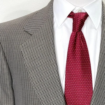 Blazer Nordstrom 42R 2 Botones Seda Lana Tweed Pata de Gallo Deportivo Abrigo Chaqueta Foto 1 de 4