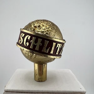 Vintage SCHLITZ Weltkugel Bier Zapfhahn Griff Knopf Kunststoff goldfarben 3,5" Bar - Bild 1 von 6