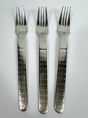 Set of 3 VTG J.A. Henckels Salad Forks Satin Handle Dot Pattern RARE Stainless - Image 1 of 4