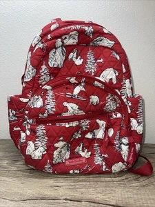 Mochila Vera Bradley Merry Beary Acolchada Roja Esquí Osos Polares Roja - Imagen 1 de 6
