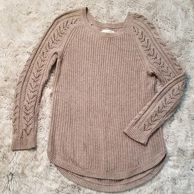Loft Cable Knit Sleeve Sweater Beige Size XS - Image 1 of 4