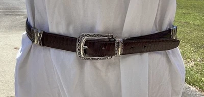 Винтажный женский двусторонний ремень Brighton L 34 черный коричневый кожа B2700 - Изображение 1 из 4