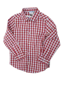 Jacadi Boys Cotton Plaid Long Sleeve Button Down Shirt Red Size 6A - Picture 1 of 4