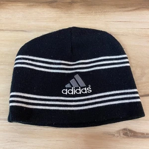 Adidas Beanie Hat Black White Stripes One Size Fits All Men's Winter Cap - Picture 1 of 3