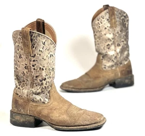 Ariat Ladies Round Up Square Toe Western Boots Sz 9 B Brown/Leopard #10040363 - Picture 1 of 9