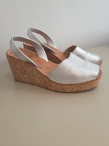 Mibo Palmairas de Menorca Silber Kork Keilabsatz Sandalen Größe 6 EU 39 - Bild 1 von 7