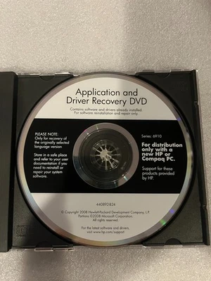 HP Compaq 6910 Application & Driver Recovery DVD - Image 1 of 2