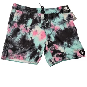 Volcom Tie Dye Elastic Waist Board Shorts Men’s Large Multicolor Swim Trunks NWT - Picture 1 of 8