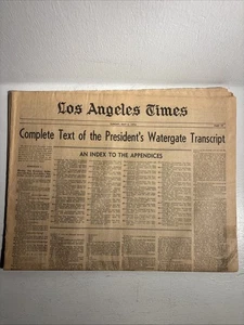 Vtg newspaper Los Angeles Times May 5, 1974 Watergate Transcript President Nixon - Picture 1 of 4