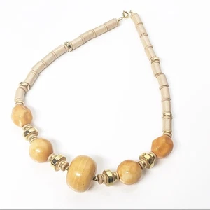 Vintage Wood Bead Necklace Marked JAPAN - Picture 1 of 6
