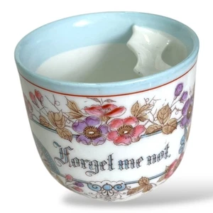 Antique Victorian Germany Mustache Teacup "Forget me Not" Hand Painted Floral - Picture 1 of 7