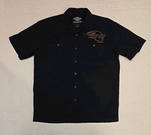 Harley Davidson Mechanics Shirt Mens M Black Flaming Skull Bikercore - Picture 1 of 8