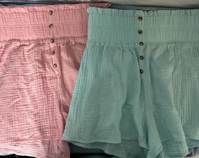 Lot of Two Simply Southern Cotton Shorts Pink and Blue S/M NWT - Image 1 of 4