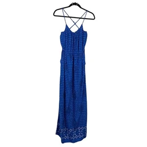 Lucky Brand Damen Maxikleid blau Drucker Neckholder Boho Größe XS - Bild 1 von 7