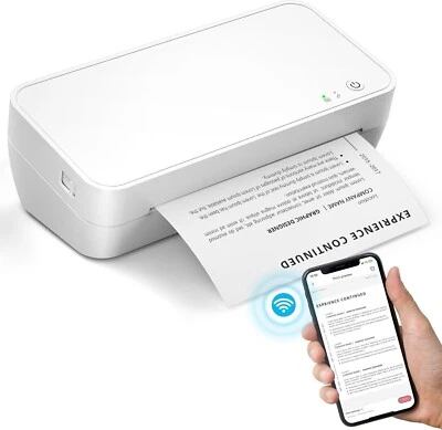 Portable Wireless Thermal Wi-Fi/Bluetooth Printer, Letter/A4/A4/A5/B5, WHITE - Image 1 of 4