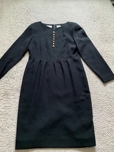 Liz Claiborne Women Long Sleeve 1/2 Zip Shoulder Pads Shift Dress Black Size 6 - Picture 1 of 11