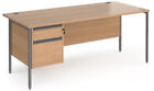 Contract 25 straight desk with 2 drawer pedestal and graphite H-Frame leg 1800mm