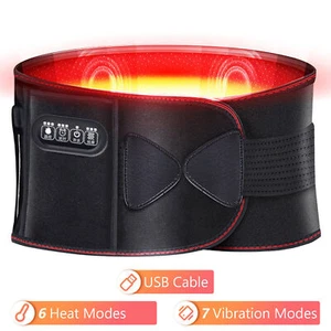Heating Pad Electric Vibration Massager Cordless Belt Waist Lumbar Pain Relief - Picture 1 of 8