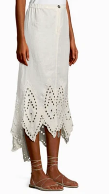 XCVI Daru Eyelet-Hem Linen Midi Skirt Tuscany NWT $189 - Image 1 of 4