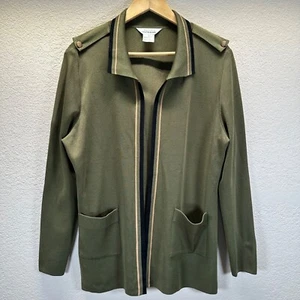 Exklusive Misook offene Strickjacke Damen L groß grün Taschen Reise Büro - Bild 1 von 14