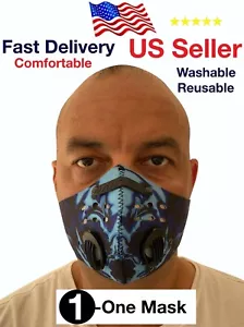Cycling Half Face Mask Active Carbon Filter Breathing Valves Washable Face Mask - Picture 1 of 11