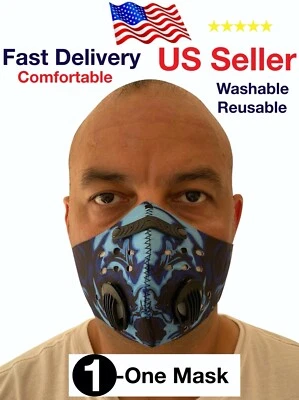 Cycling Half Face Mask Active Carbon Filter Breathing Valves Washable Face Mask - Image 1 of 4