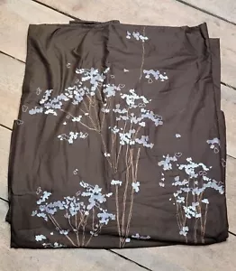 VTG Embroidered Asian Floral Duvet Cover 82"X70" w/ 2 Pillow Shams Brown & Blue - Picture 1 of 4
